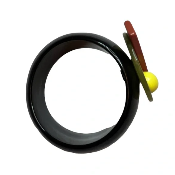Geometric Multicolor Bakelite Chunky Bangle Bracelet - Picture 2 of 4